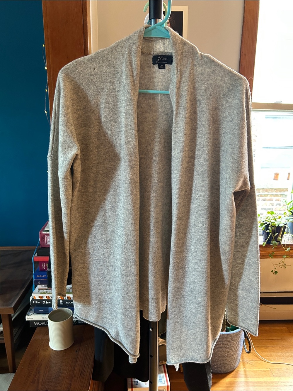 J. Crew Light Gray Open-Front Knit Cardigan